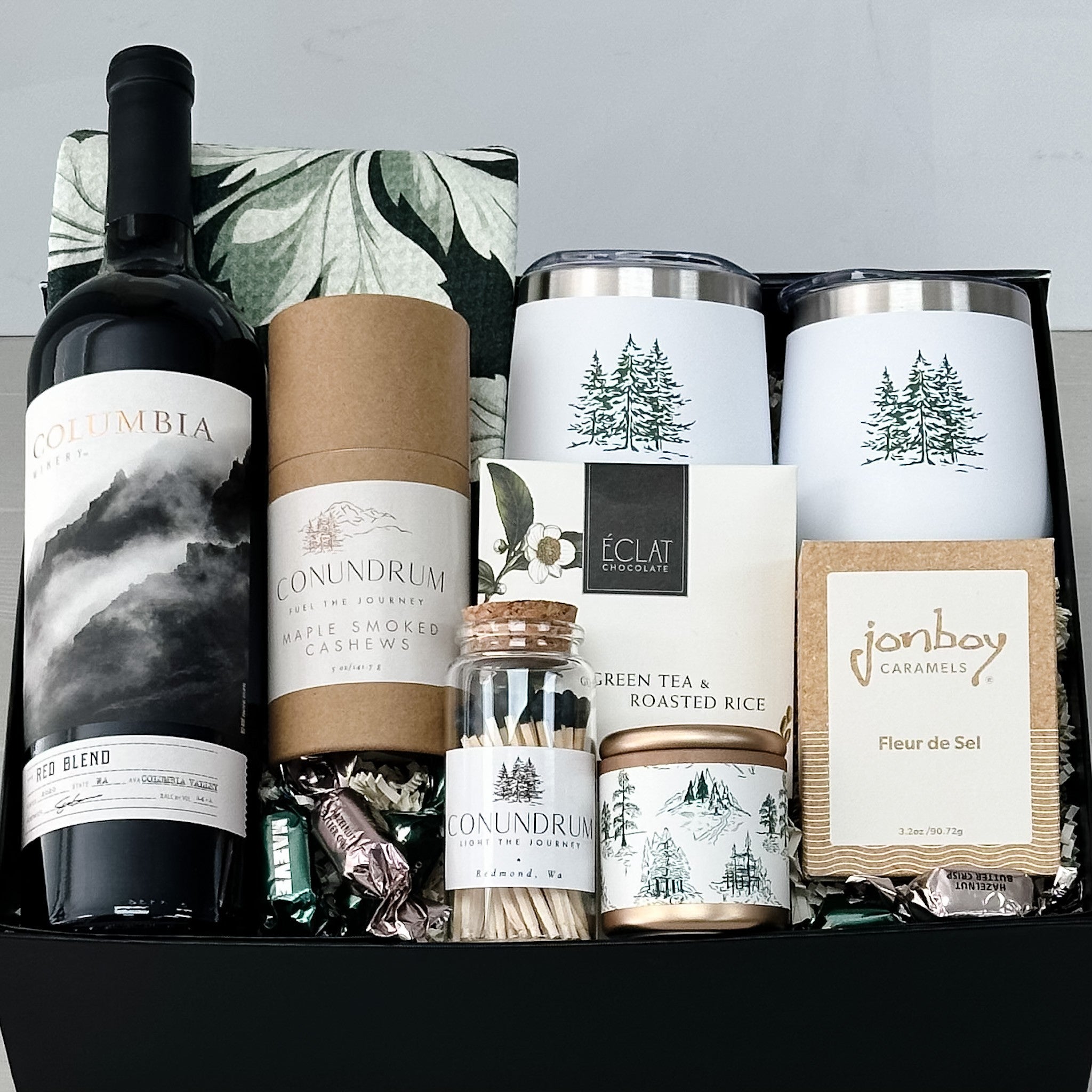 gift box that includes glass jar of black matches.