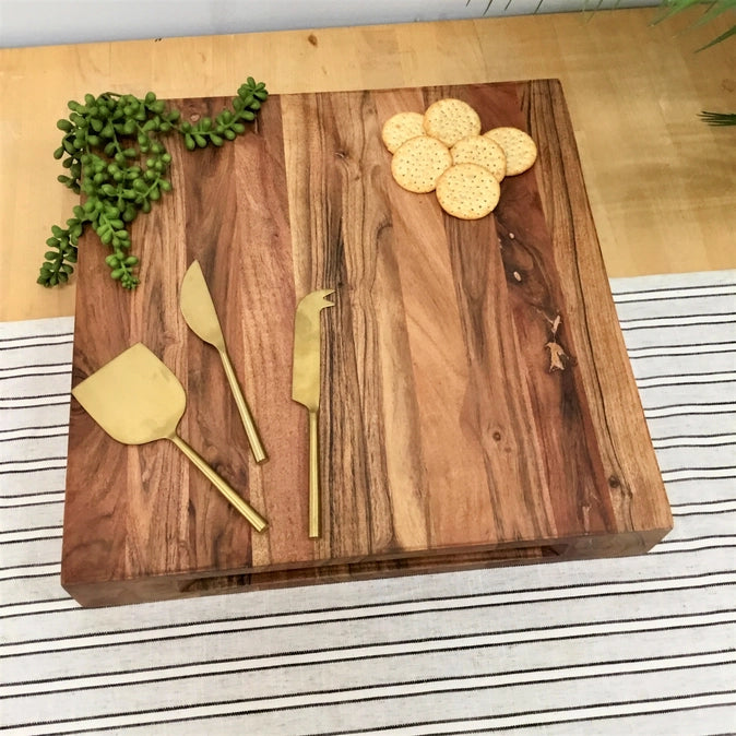 close up of butcher block included in our luxury housewarming gift