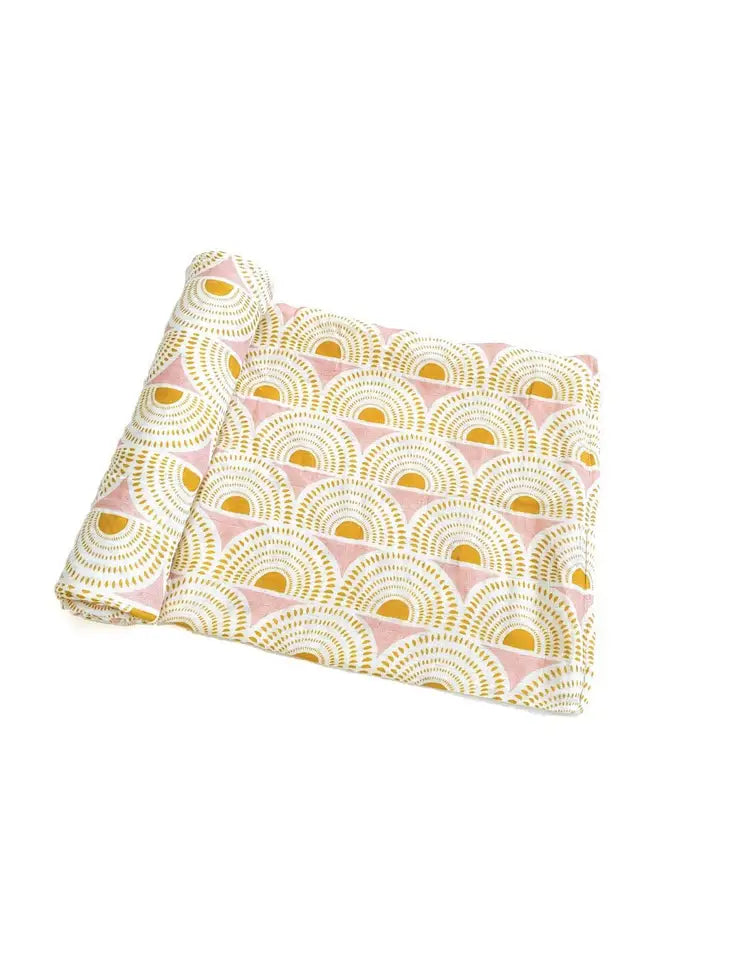 close up of swaddle blanket included in our baby girl gift basket