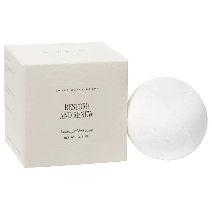 Close up of Restore and Renew bath bomb.