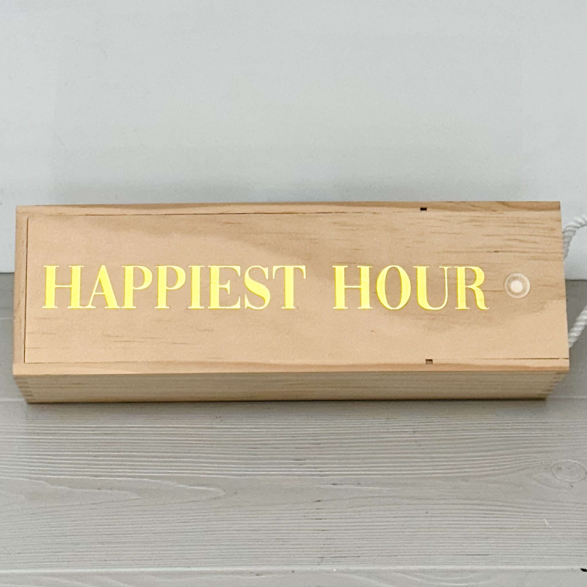 close up of happiest hour gift box