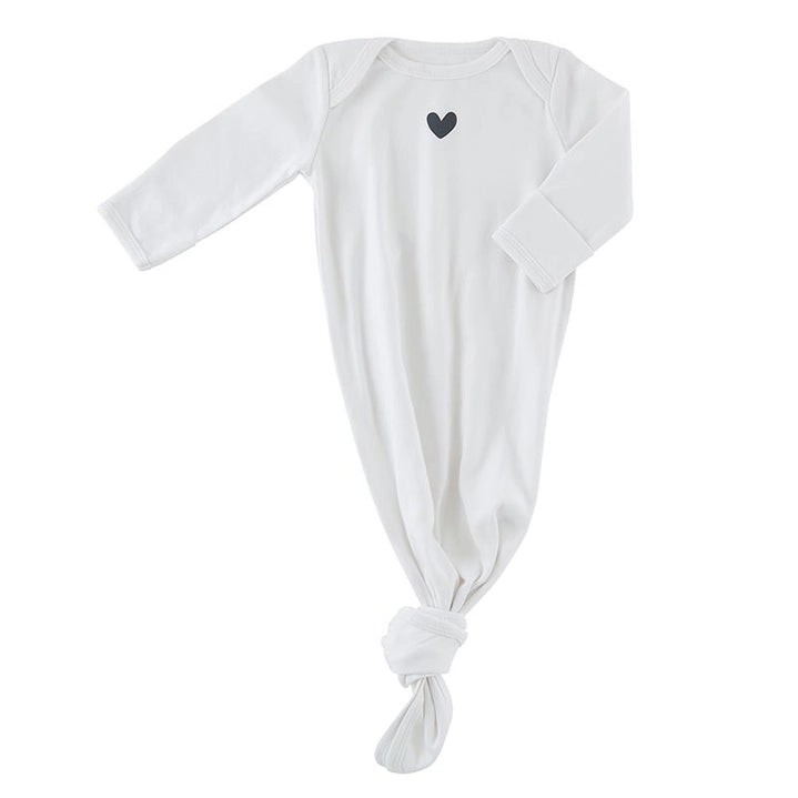 close up of the knotted baby gown included in our deluxe baby bliss gift basket