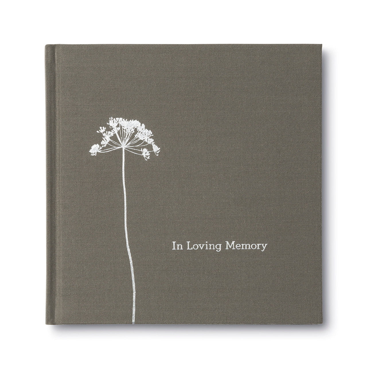 Closeup of the book, In Loving Memory, included in the sympathy gift basket.
