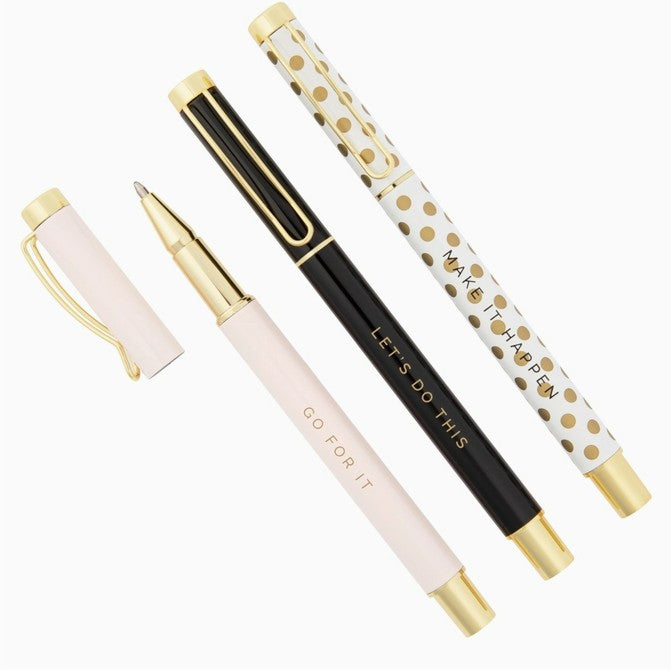 Close up of pens.
