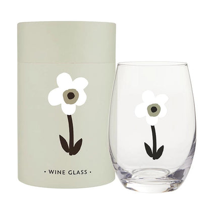 close up of floral wine tumbler included in our petal and pour gift basket.