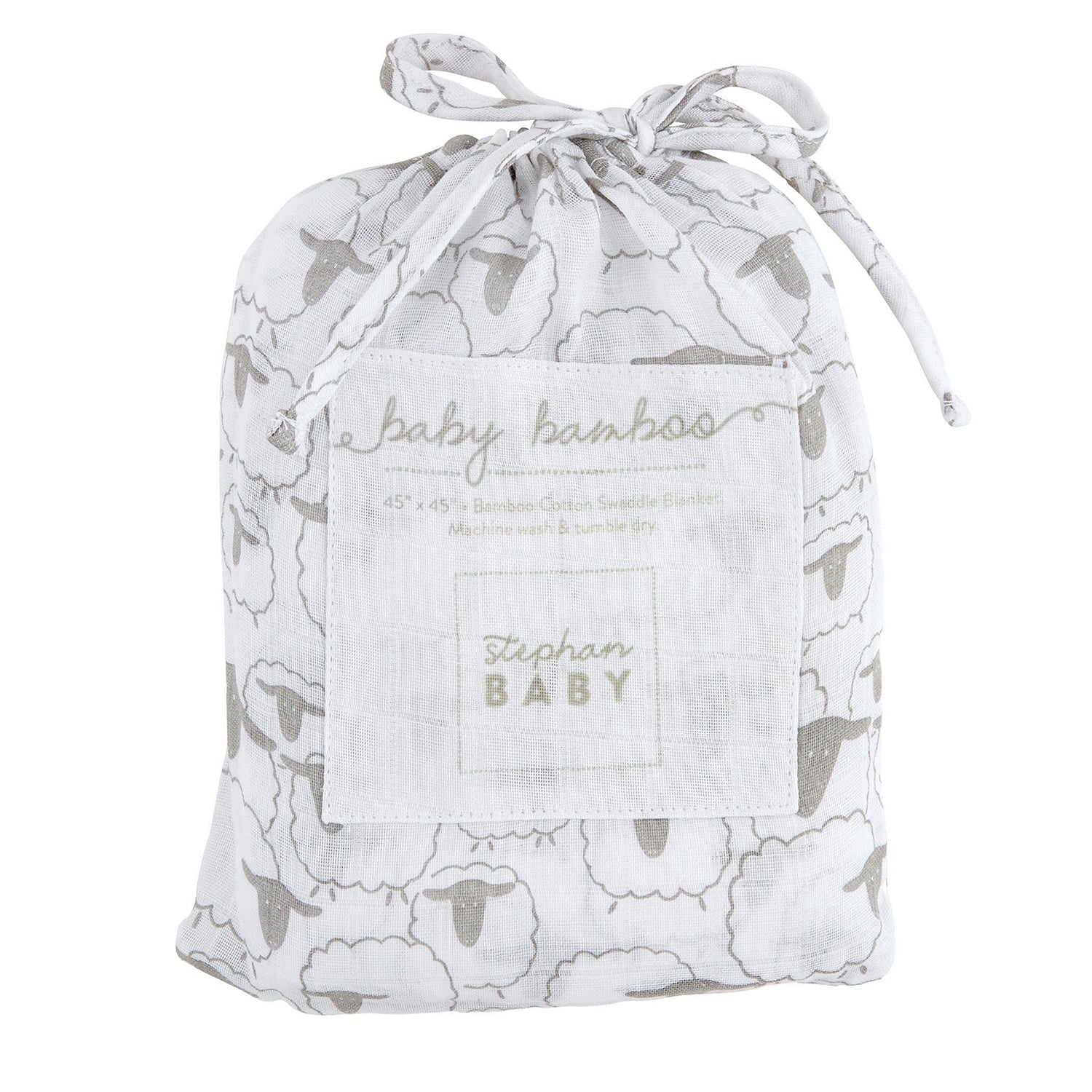 sheep bamboo swaddle blanket included in our snips & snails & puppy dog tails gift basket