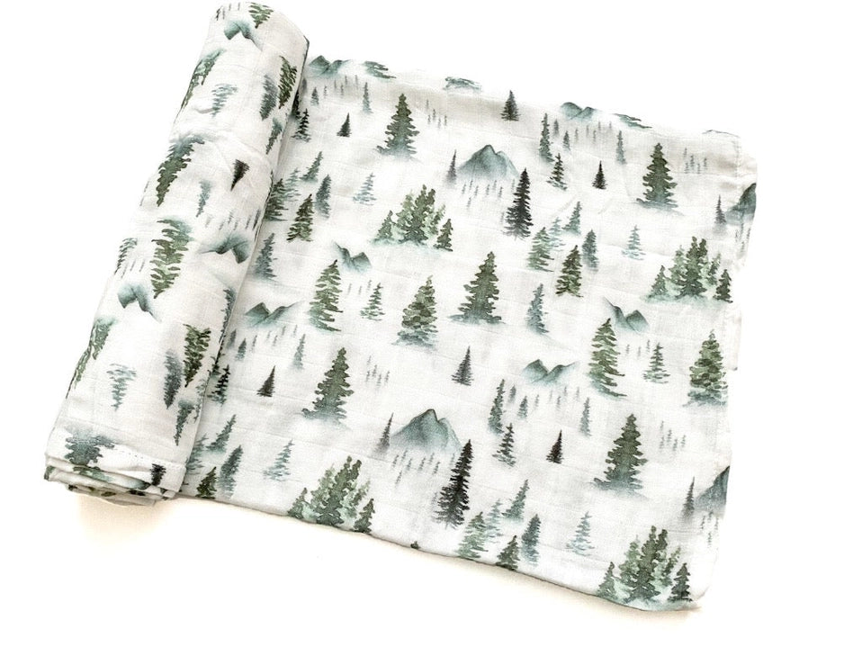 close up of bamboo muslin swaddle blanket included in our Pacific Northwest Baby gift basket