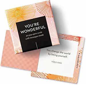 close up of the you're wonderful pop open inspirational cards included in our you're wonderful gift basket